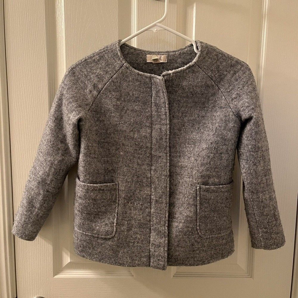 Peek Kids Girls Gray Wool Blend Coat Jacket Size Large 8